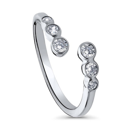 Bypass Wrap CZ Ring in Sterling Silver