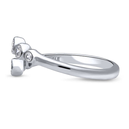 Bypass Wrap CZ Ring in Sterling Silver