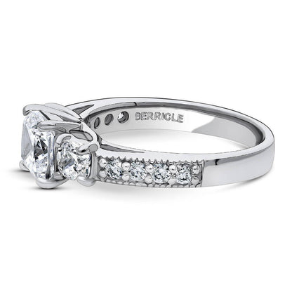 3-Stone 1.5ct Cushion CZ Ring in Sterling Silver