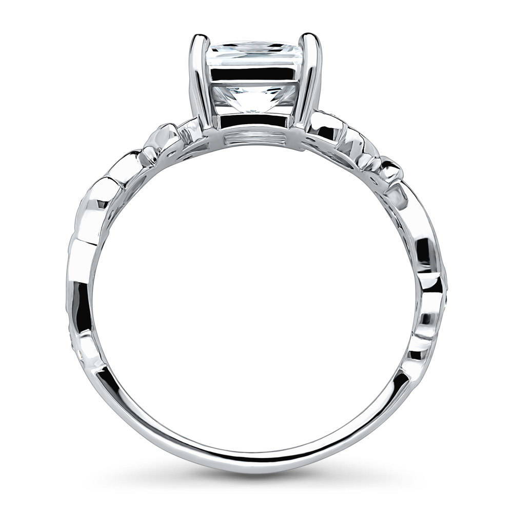 Alternate view of Solitaire Leaf Filigree 1.2ct Princess CZ Ring in Sterling Silver, 6 of 6