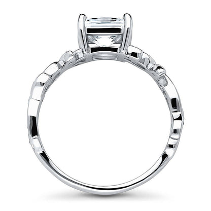 Solitaire Leaf Filigree 1.2ct Princess CZ Ring in Sterling Silver