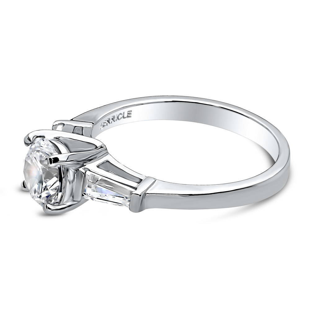 Angle view of Solitaire 1ct CZ Ring in Sterling Silver, 5 of 8