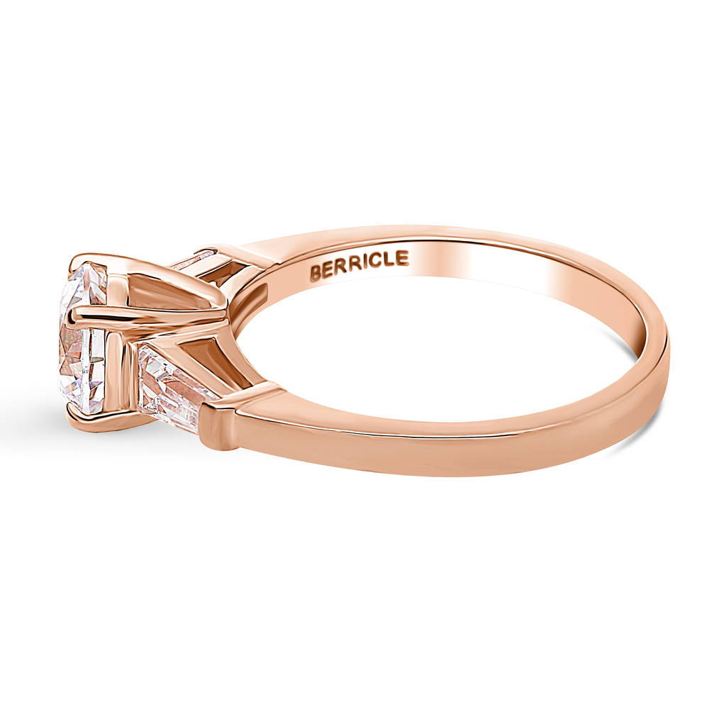 Angle view of Solitaire 1ct CZ Ring in Rose Gold Plated Sterling Silver, 5 of 7