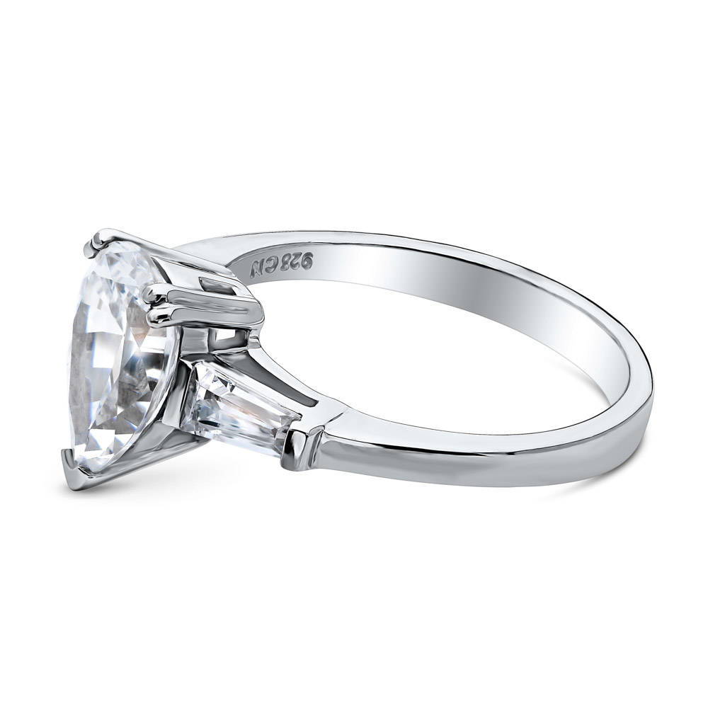 Angle view of Solitaire 1.8ct Pear CZ Ring in Sterling Silver, 5 of 8
