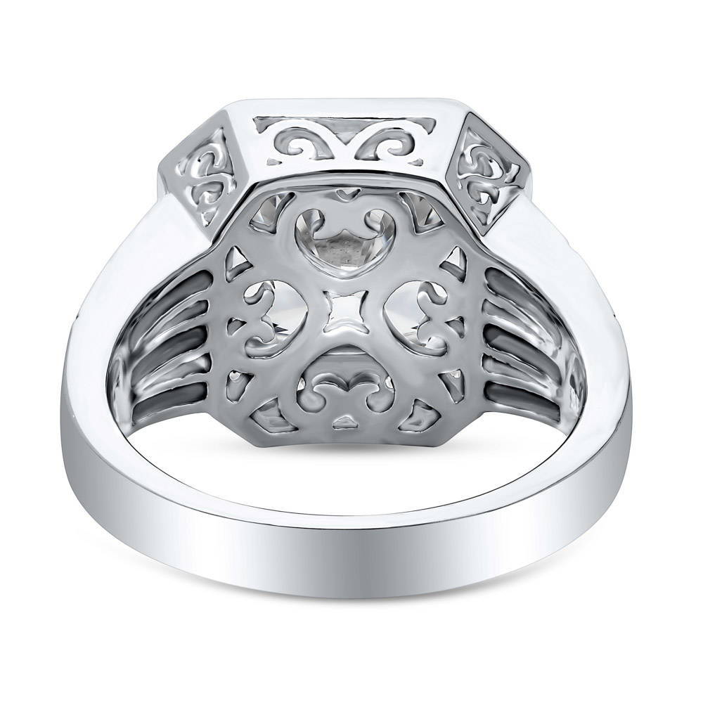Halo Princess CZ Statement Split Shank Ring in Sterling Silver