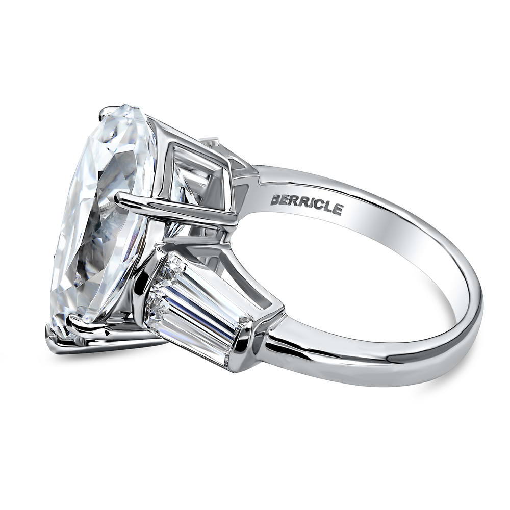 Angle view of 3-Stone 8ct Pear CZ Ring in Sterling Silver, 5 of 8