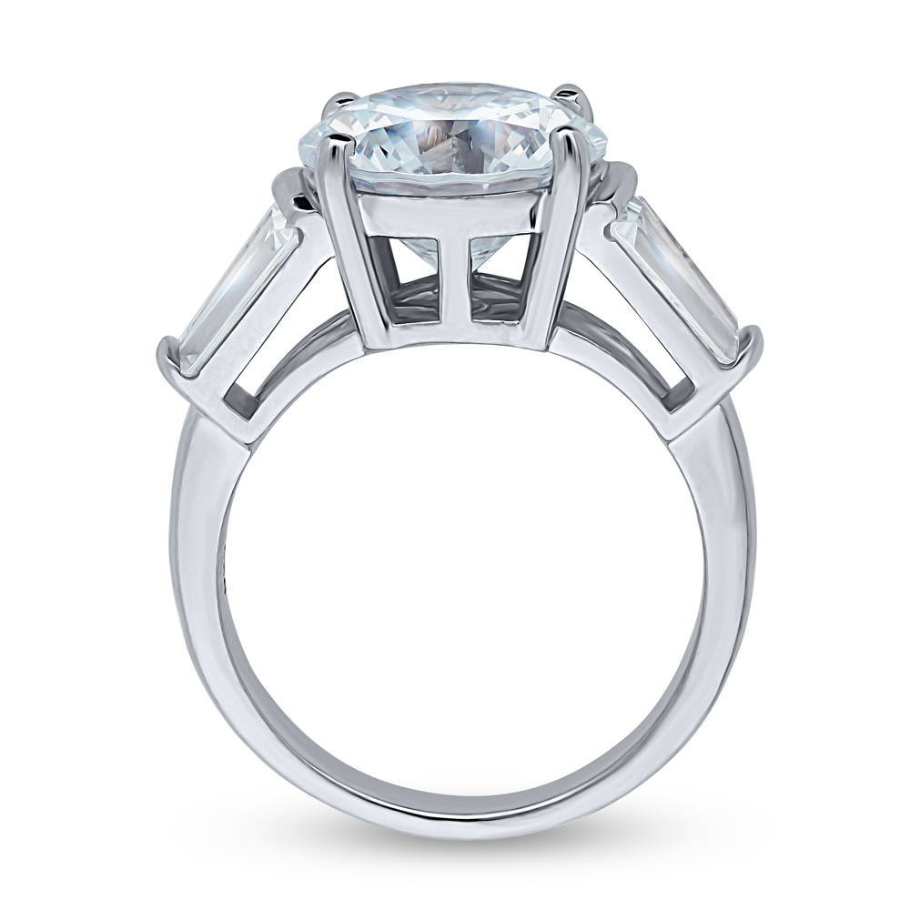 3-Stone Round CZ Statement Ring in Sterling Silver
