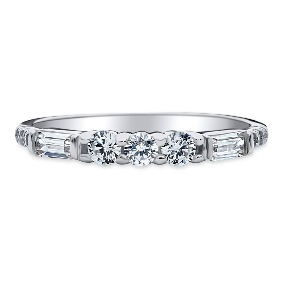 Art Deco Pave Set CZ Half Eternity Ring in Sterling Silver, 1 of 6