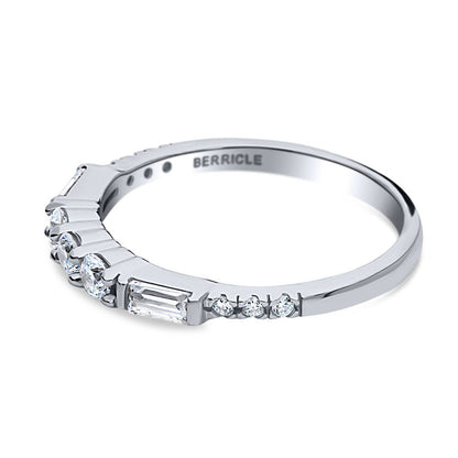 Art Deco Pave CZ Eternity Ring in Sterling Silver