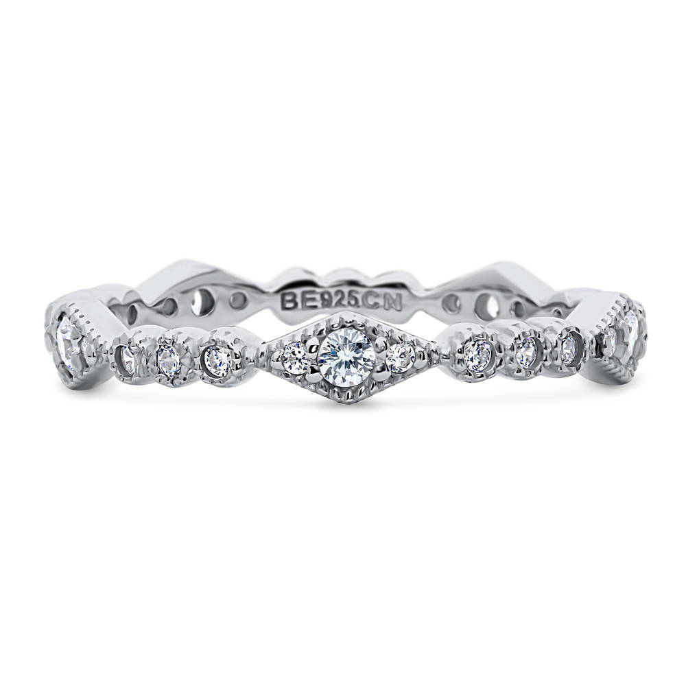 Art Deco Pave CZ Eternity Ring in Sterling Silver, Style R1224-01