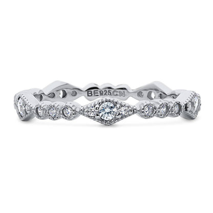Art Deco Pave CZ Eternity Ring in Sterling Silver