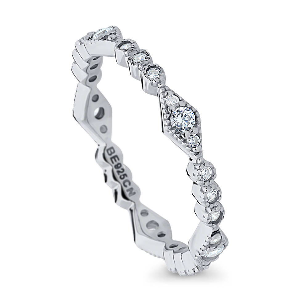 Art Deco Pave CZ Eternity Ring in Sterling Silver