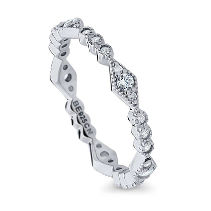 Art Deco Pave CZ Eternity Ring in Sterling Silver