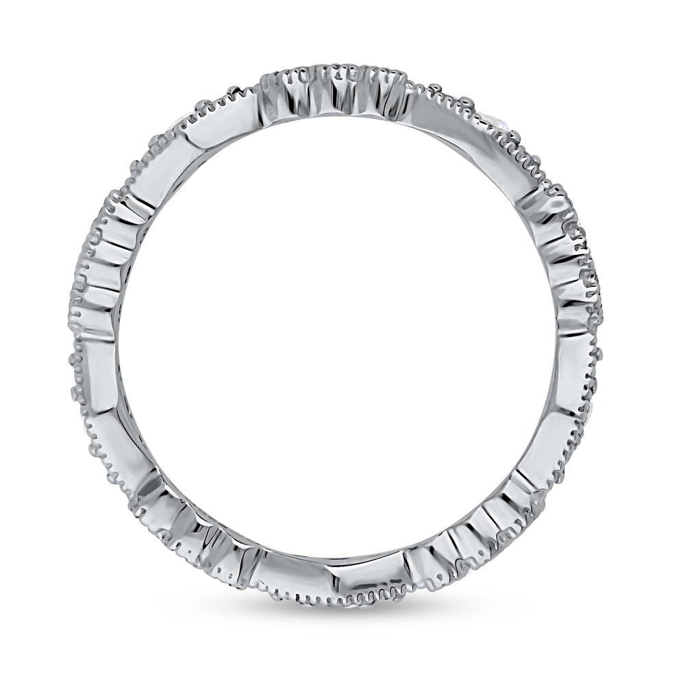 Art Deco Pave CZ Eternity Ring in Sterling Silver