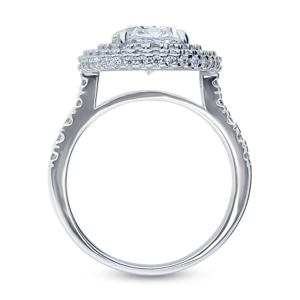 Halo Oval CZ Statement Ring in Sterling Silver