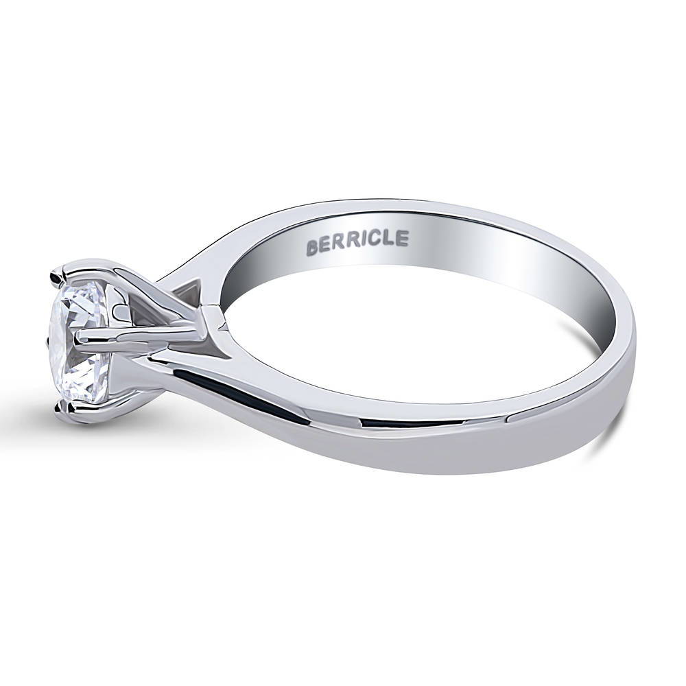 Angle view of Solitaire 1ct CZ Ring in Sterling Silver, 5 of 8