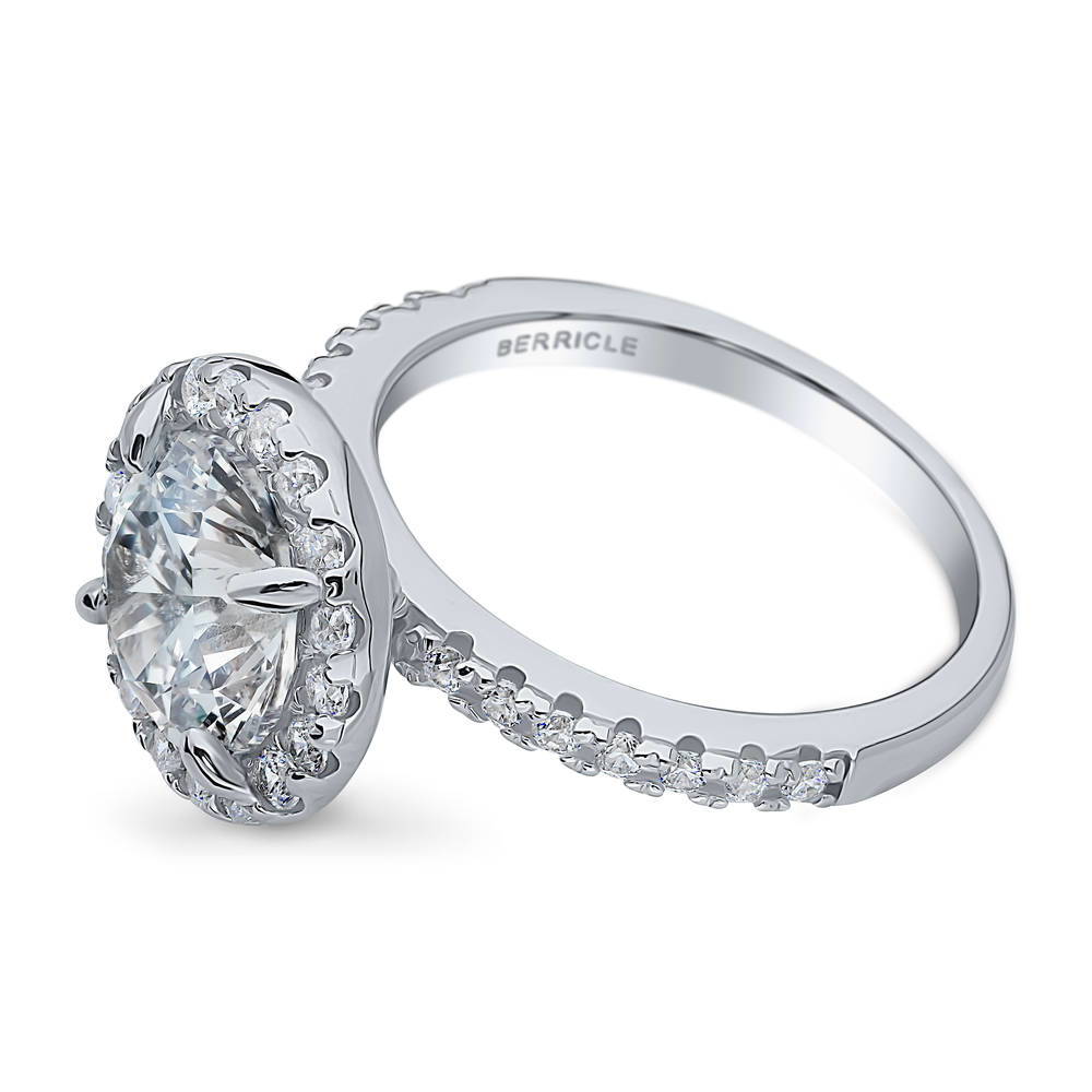 Halo Round CZ Statement Ring in Sterling Silver