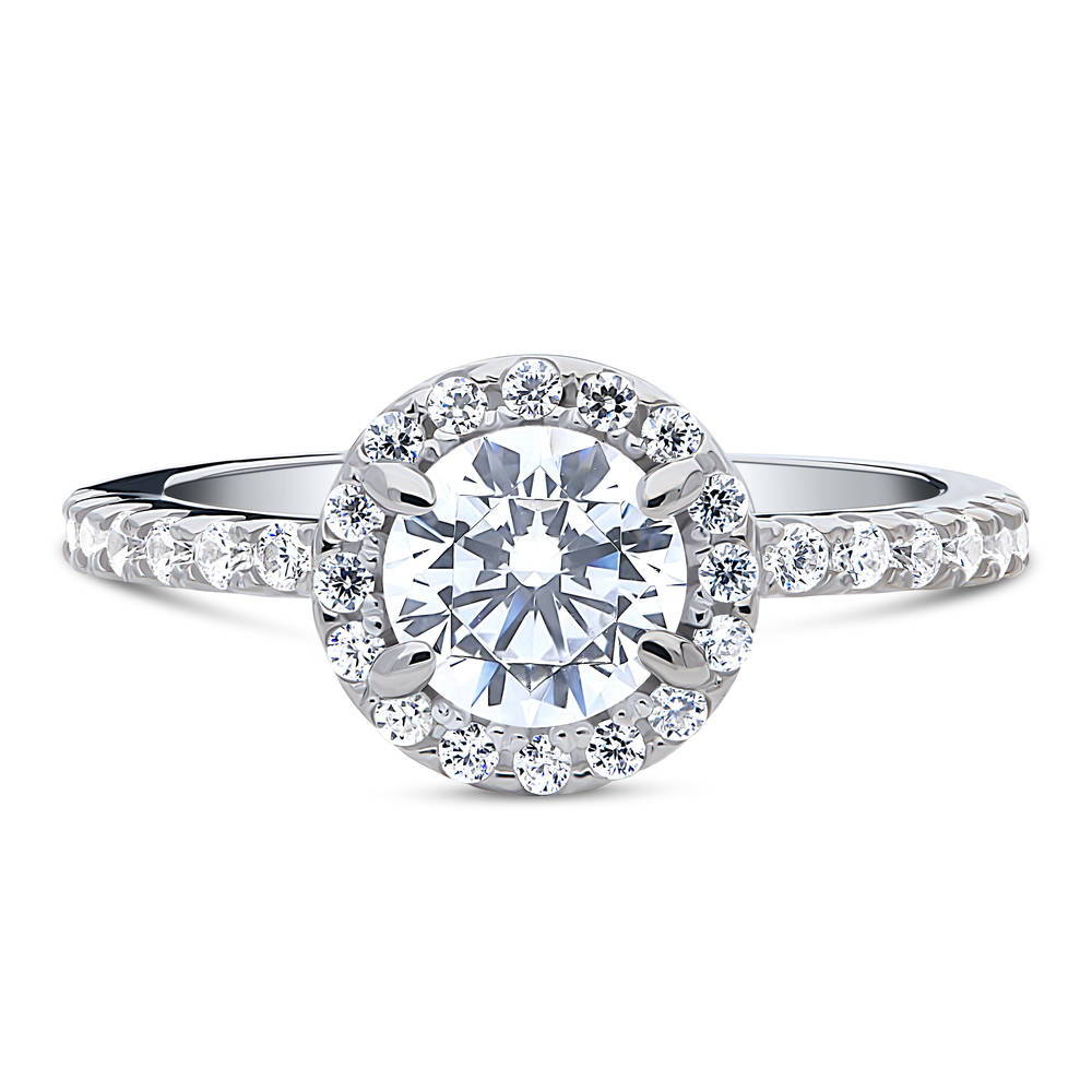 Halo CZ Ring in Sterling Silver, 1 of 8
