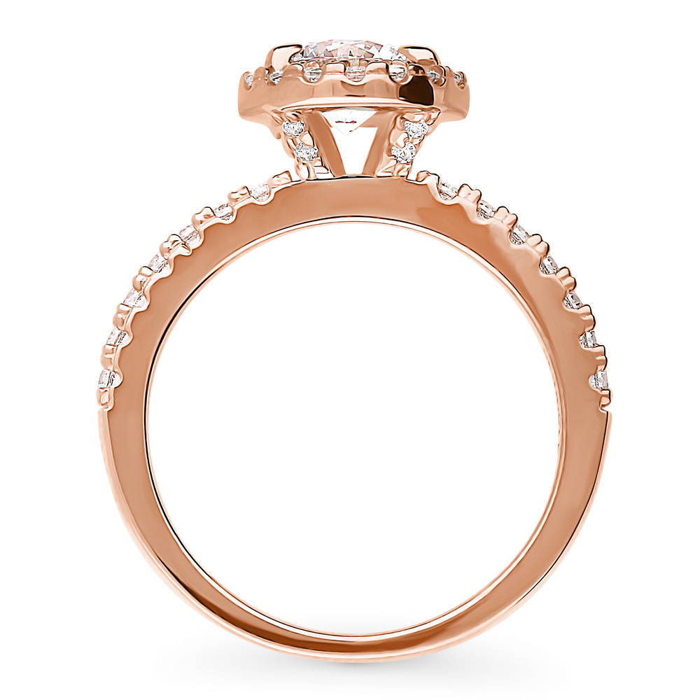 Halo Round CZ Ring in Rose Gold Plated Sterling Silver
