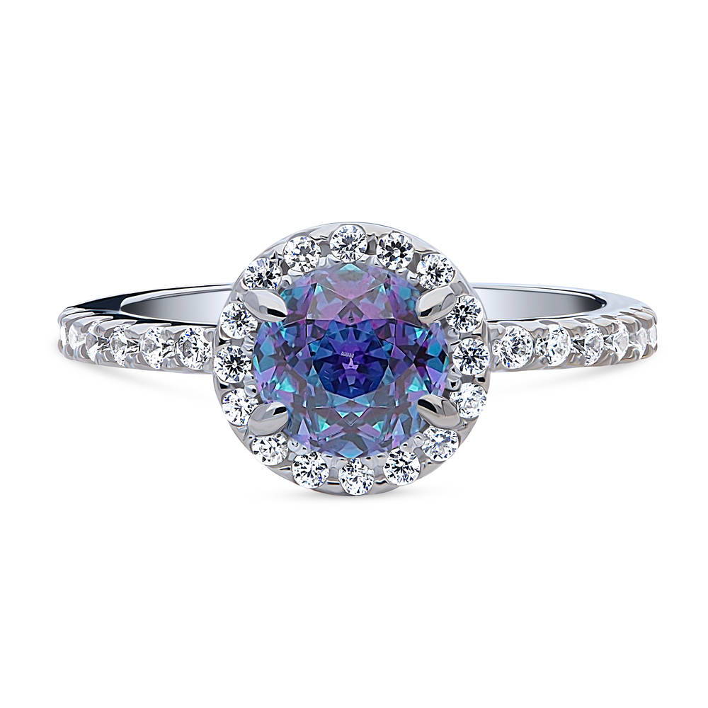 Halo Kaleidoscope Purple Aqua CZ Ring in Sterling Silver, 1 of 8