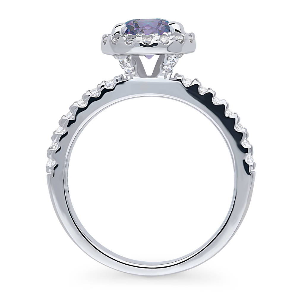 Alternate view of Halo Kaleidoscope Purple Aqua CZ Ring in Sterling Silver, 8 of 8