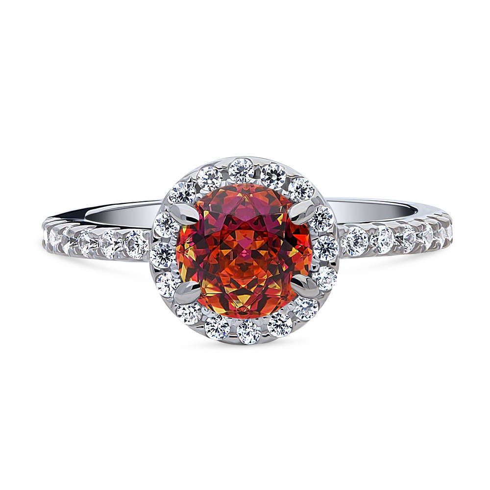 Halo Kaleidoscope Red Orange CZ Ring in Sterling Silver, 1 of 8