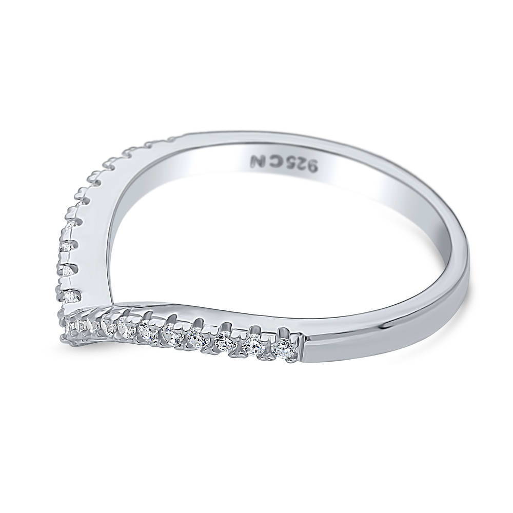 Angle view of Wishbone CZ Eternity Ring in Sterling Silver, 5 of 8