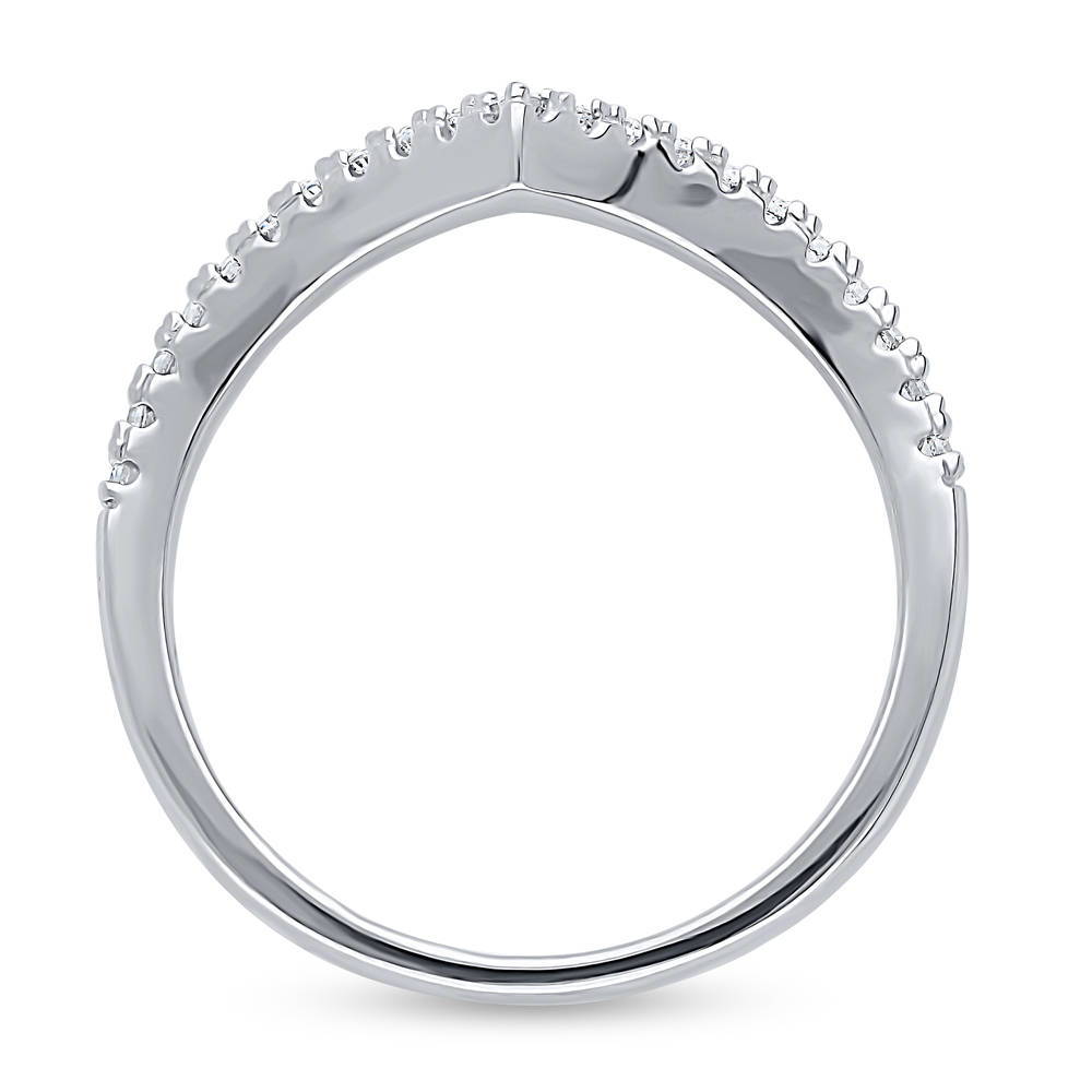 Alternate view of Wishbone CZ Curved Half Eternity Ring in Sterling Silver, 7 of 7