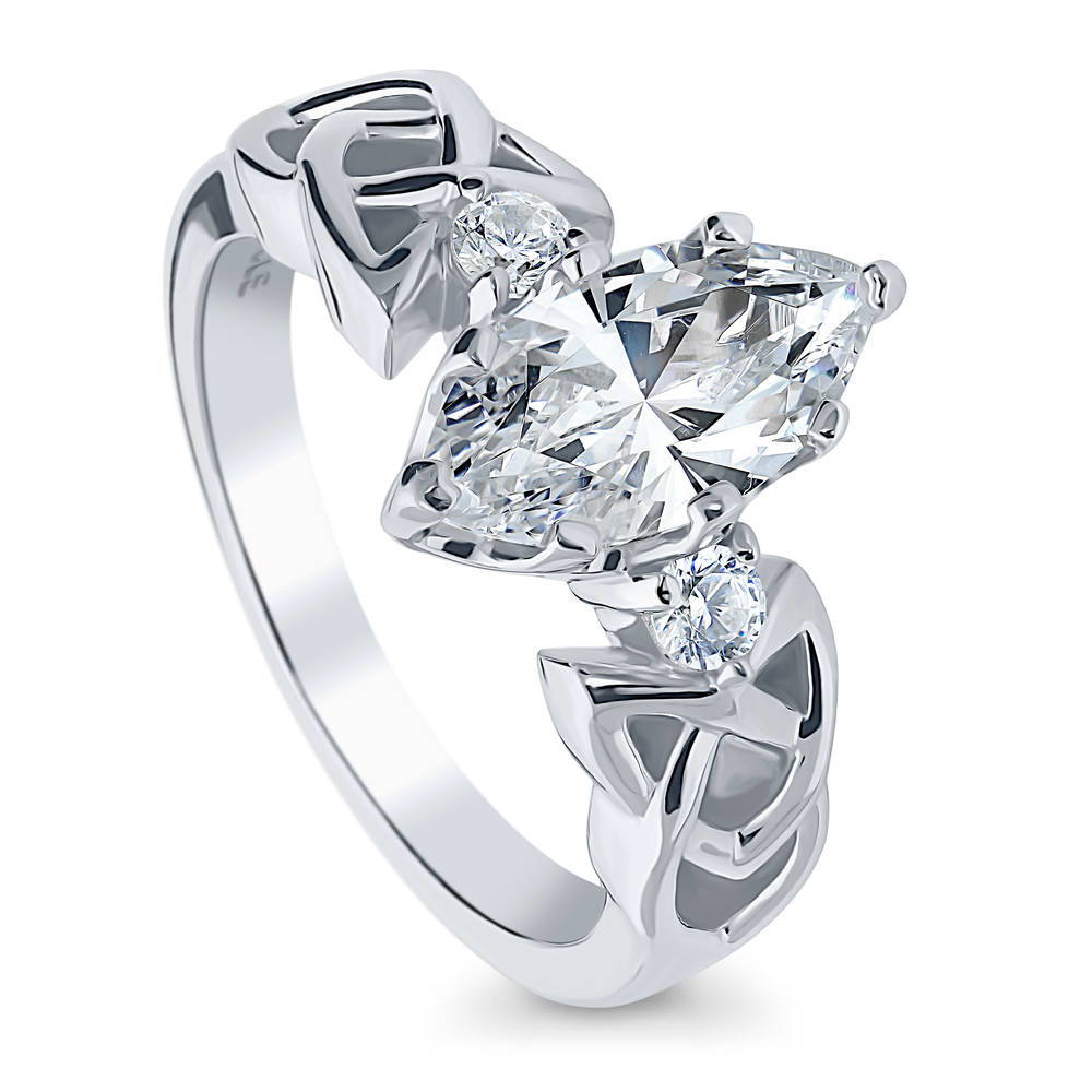 Celtic Knot 3-Stone CZ Ring in Sterling Silver