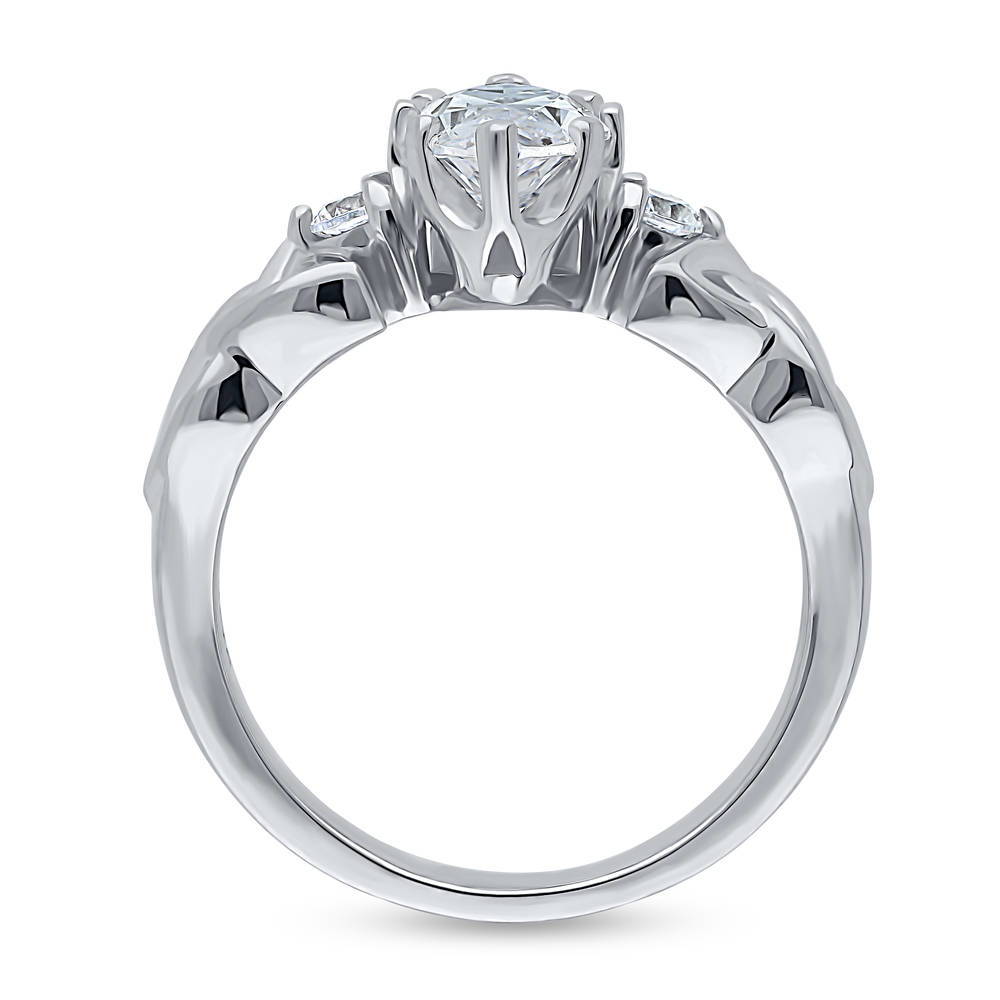 Alternate view of Celtic Knot 3-Stone 1.6ct CZ Ring in Sterling Silver, 5 of 5