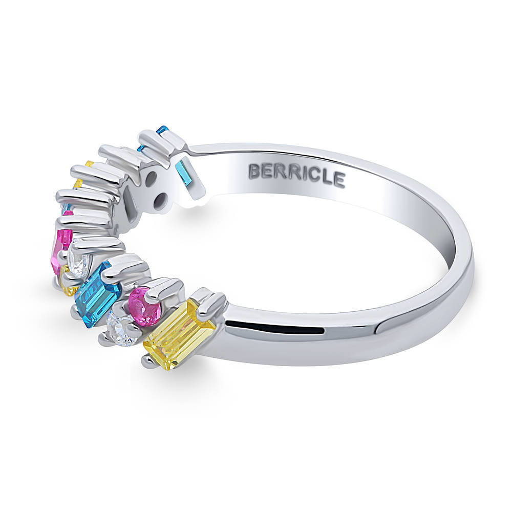 Angle view of Cluster CZ Band in Sterling Silver, 5 of 7