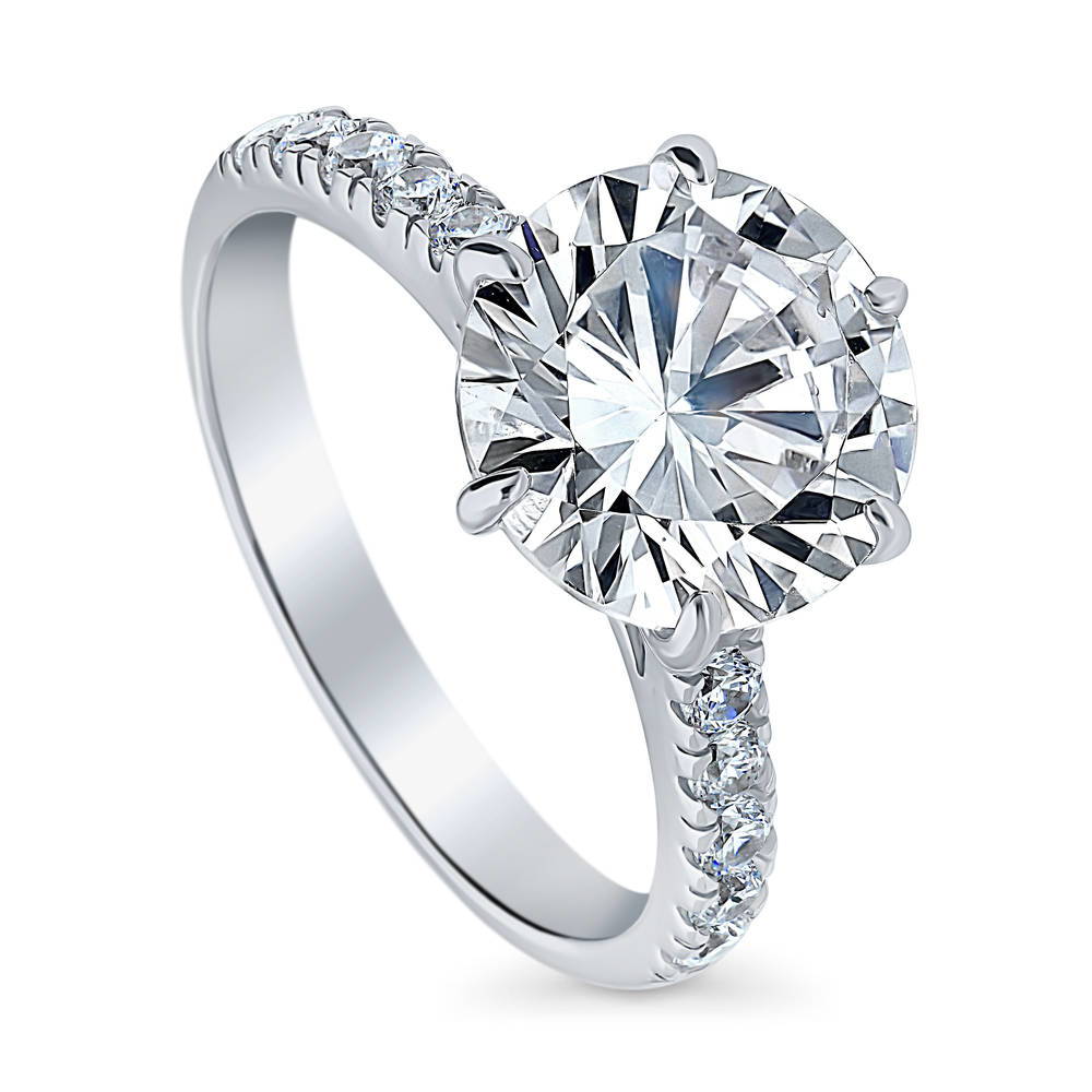 Solitaire 3.8ct Round CZ Statement Ring in Sterling Silver