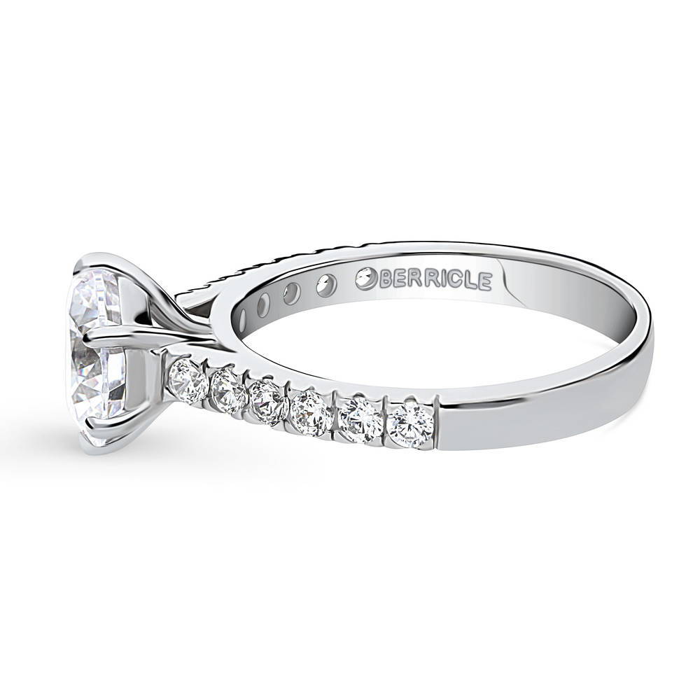 Angle view of Solitaire 2ct CZ Ring in Sterling Silver, 5 of 9