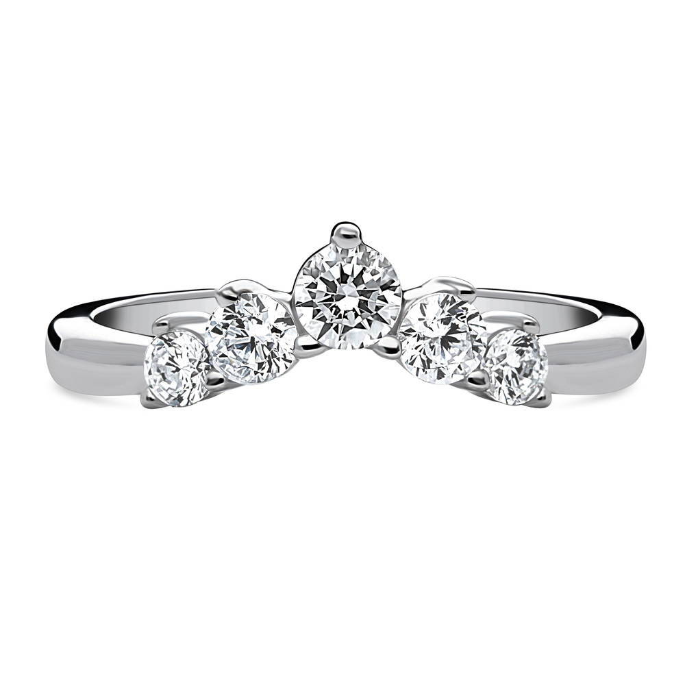 5-Stone Wishbone CZ Curved Band in Sterling Silver, 1 of 8