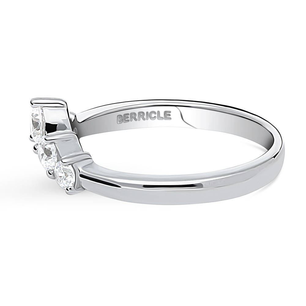 Angle view of 5-Stone Wishbone CZ Curved Band in Sterling Silver, 5 of 8