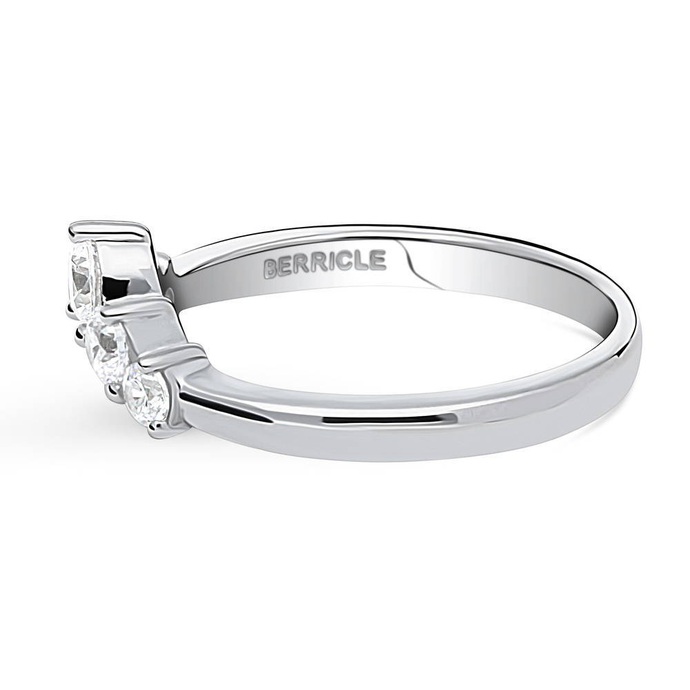 Angle view of 5-Stone Wishbone CZ Band in Sterling Silver, 5 of 8