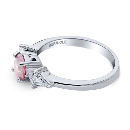 3-Stone 0.8ct Red CZ Ring in Sterling Silver