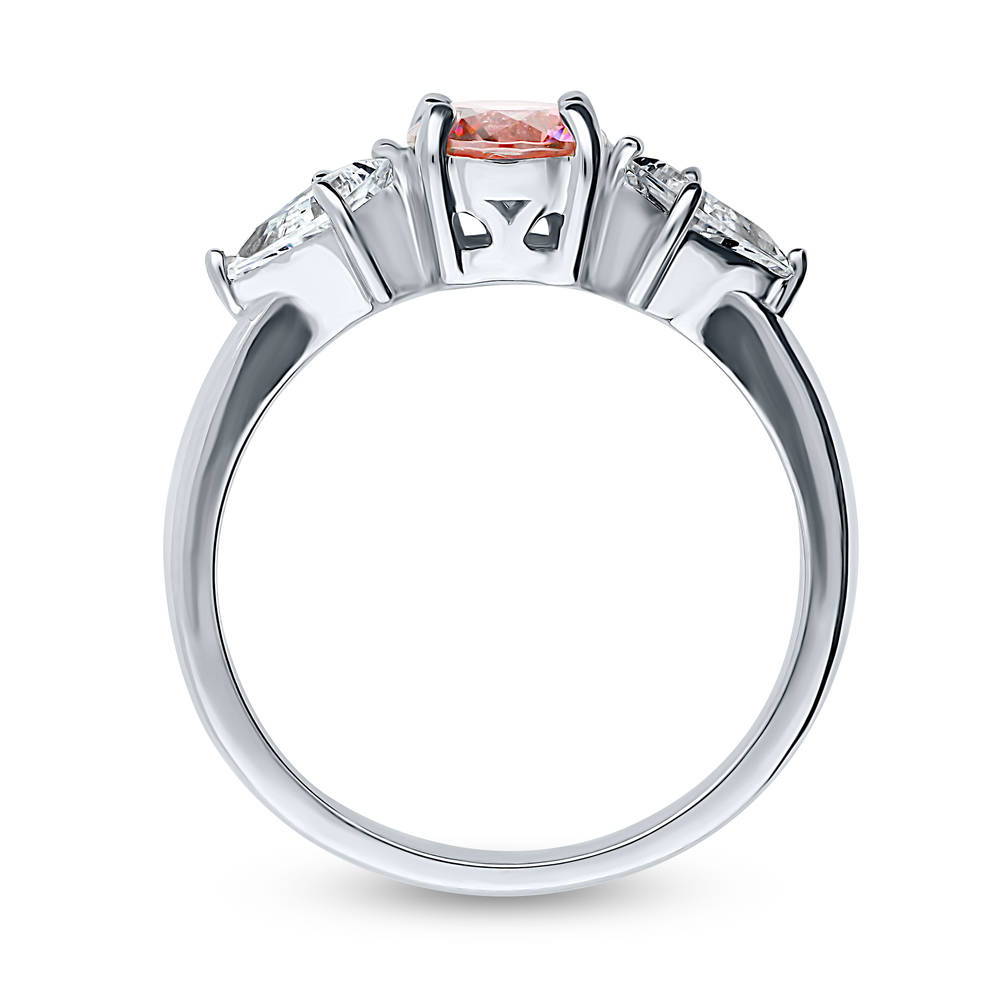 Alternate view of 3-Stone 0.8ct Red CZ Ring in Sterling Silver, 7 of 7