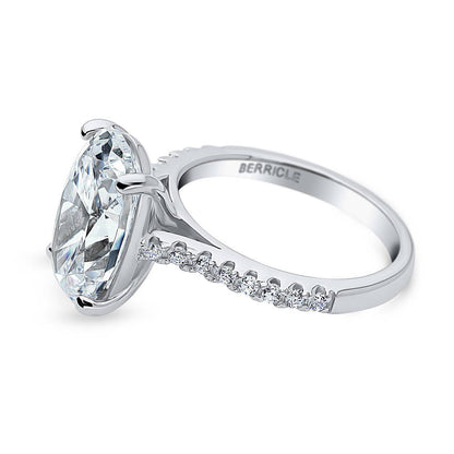 Solitaire 5.5ct Oval CZ Ring in Sterling Silver