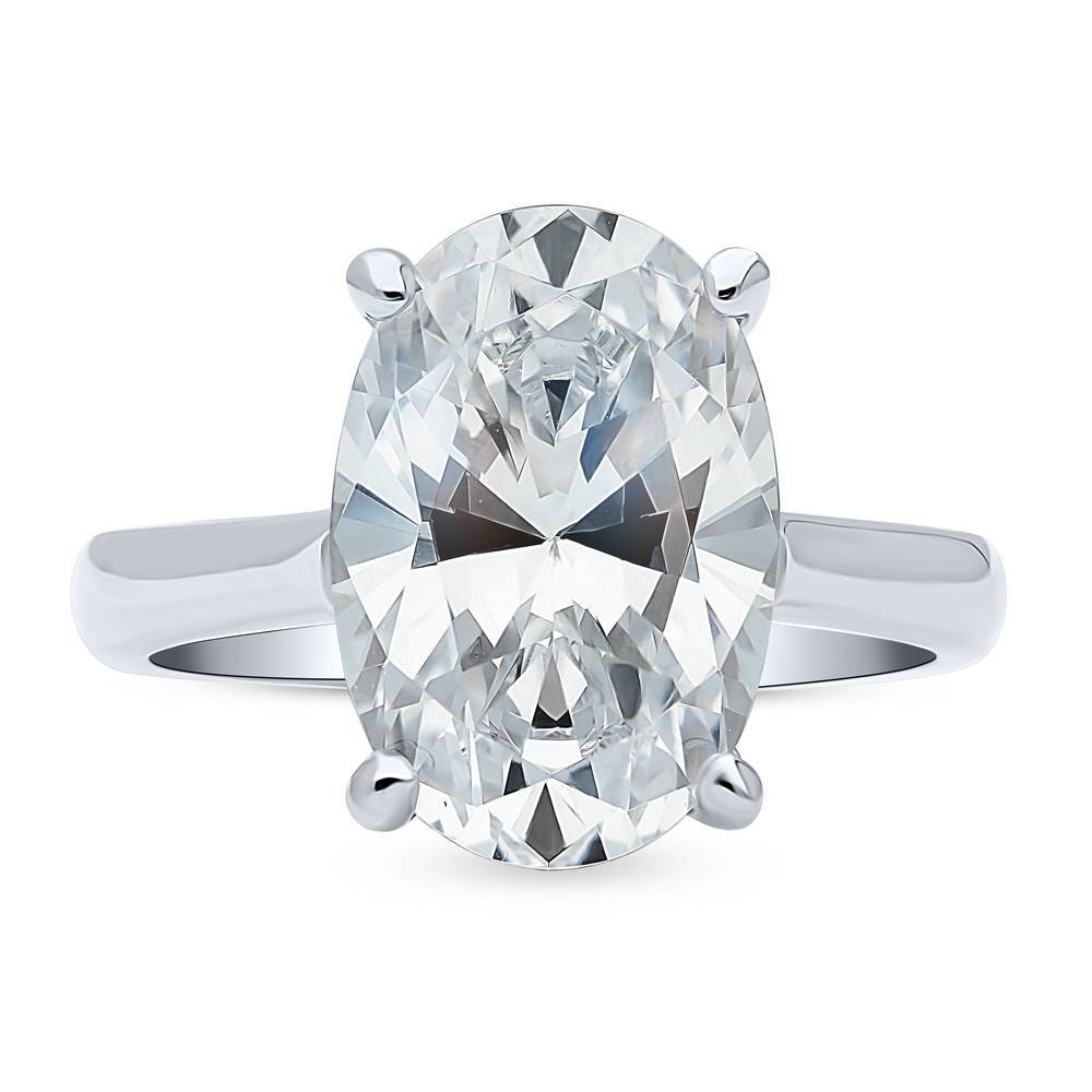 Solitaire 5.5ct Oval CZ Statement Ring in Sterling Silver