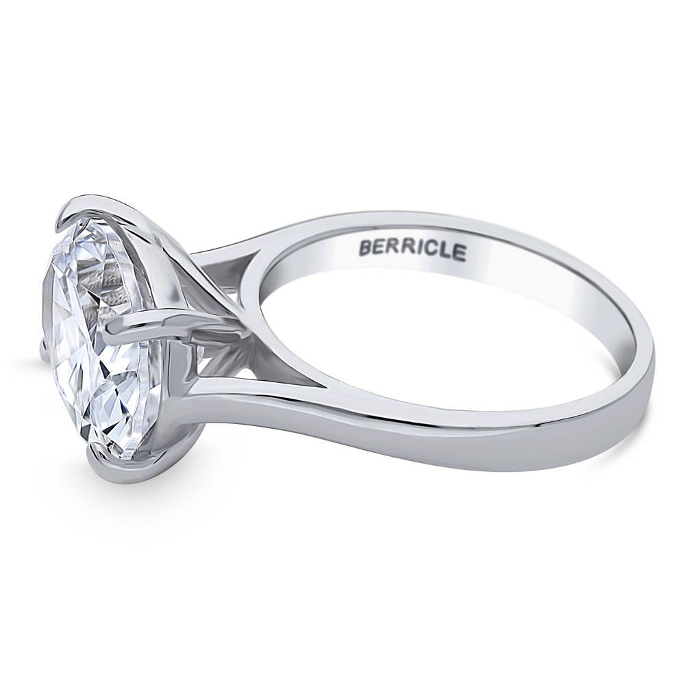 Angle view of Solitaire East-West 5.5ct Oval CZ Ring in Sterling Silver, 5 of 7
