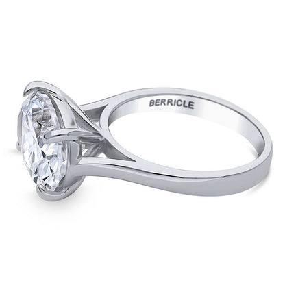 Solitaire East-West 5.5ct Oval CZ Ring in Sterling Silver