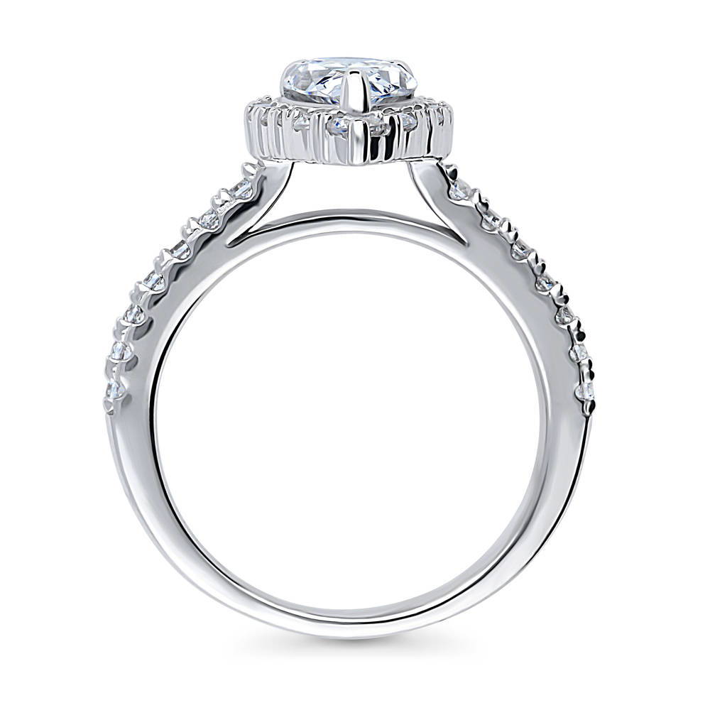 Alternate view of Halo Pear Cut CZ Ring in Sterling Silver, 7 of 7