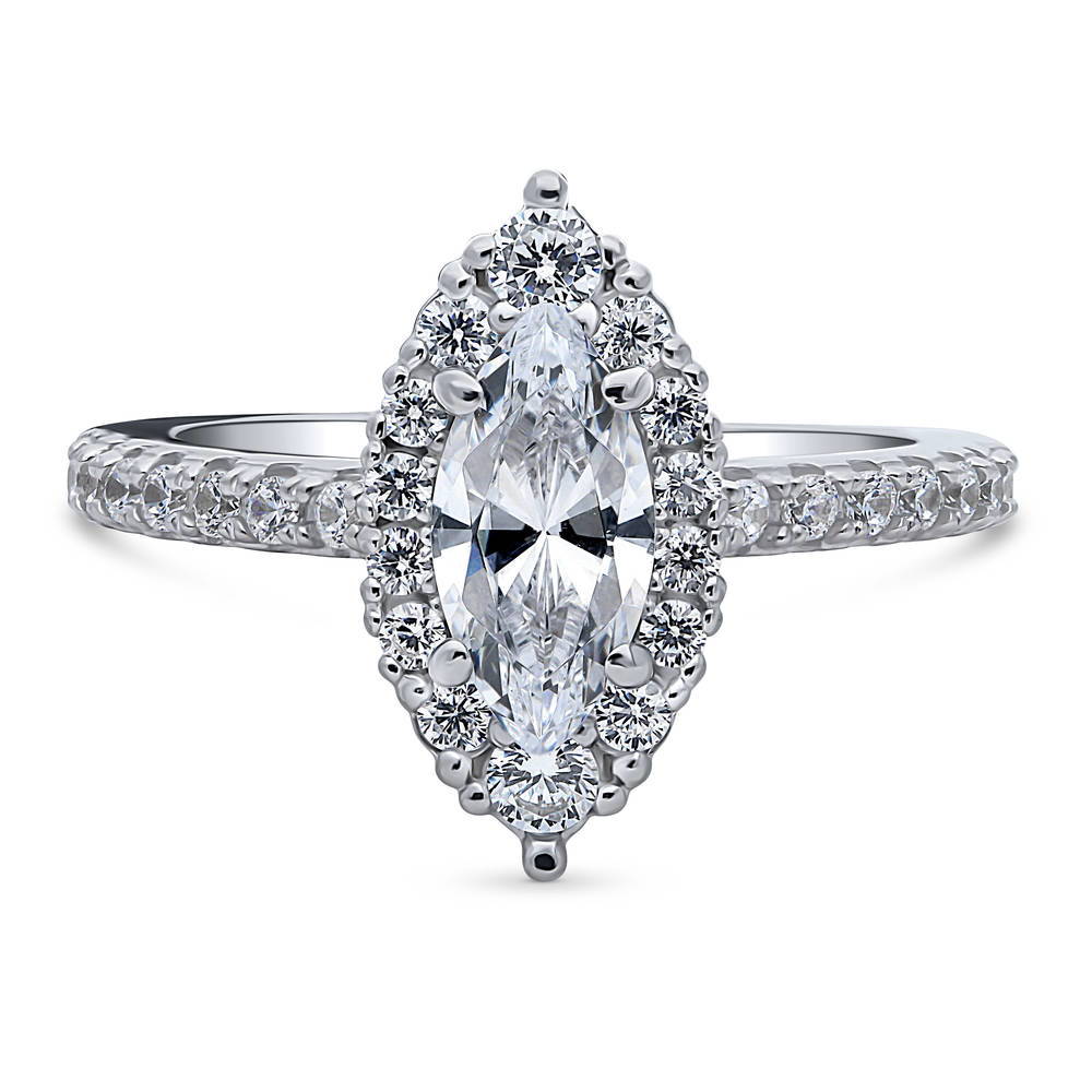 Halo Marquise CZ Ring in Sterling Silver