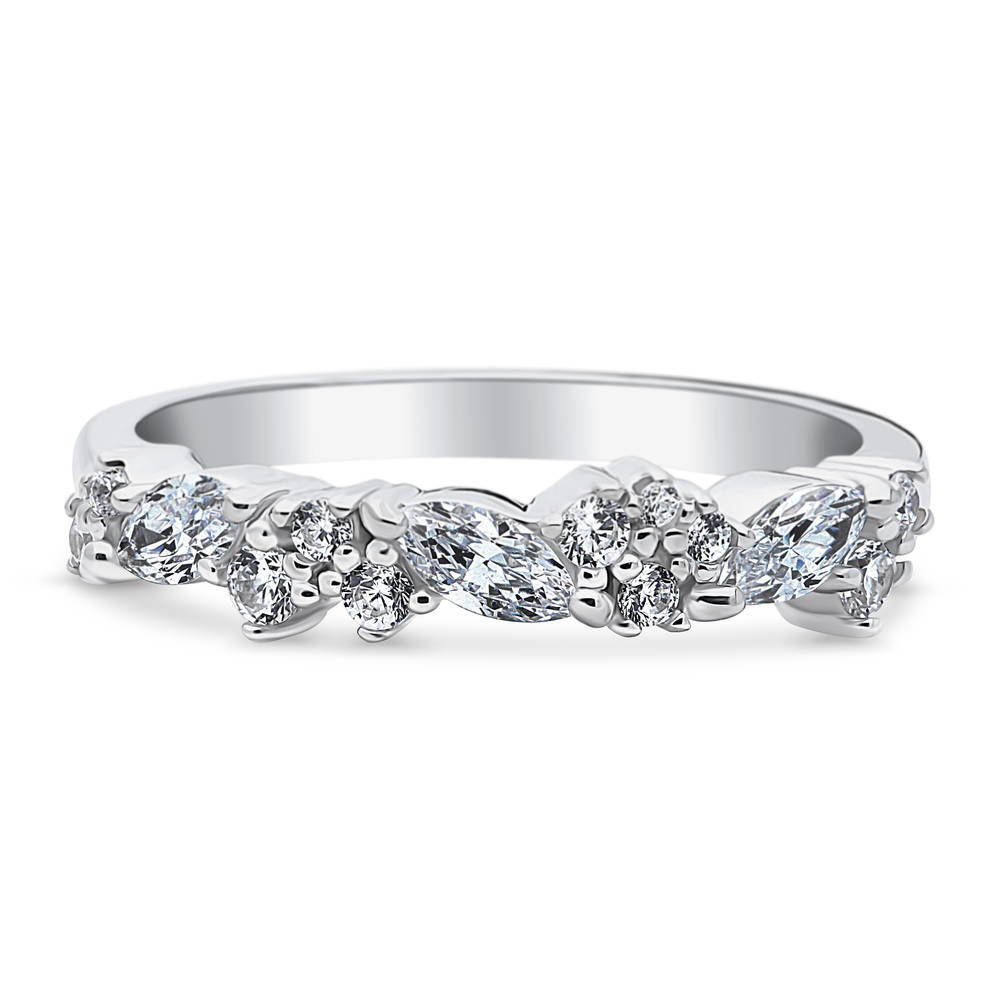 Cluster CZ Band in Sterling Silver