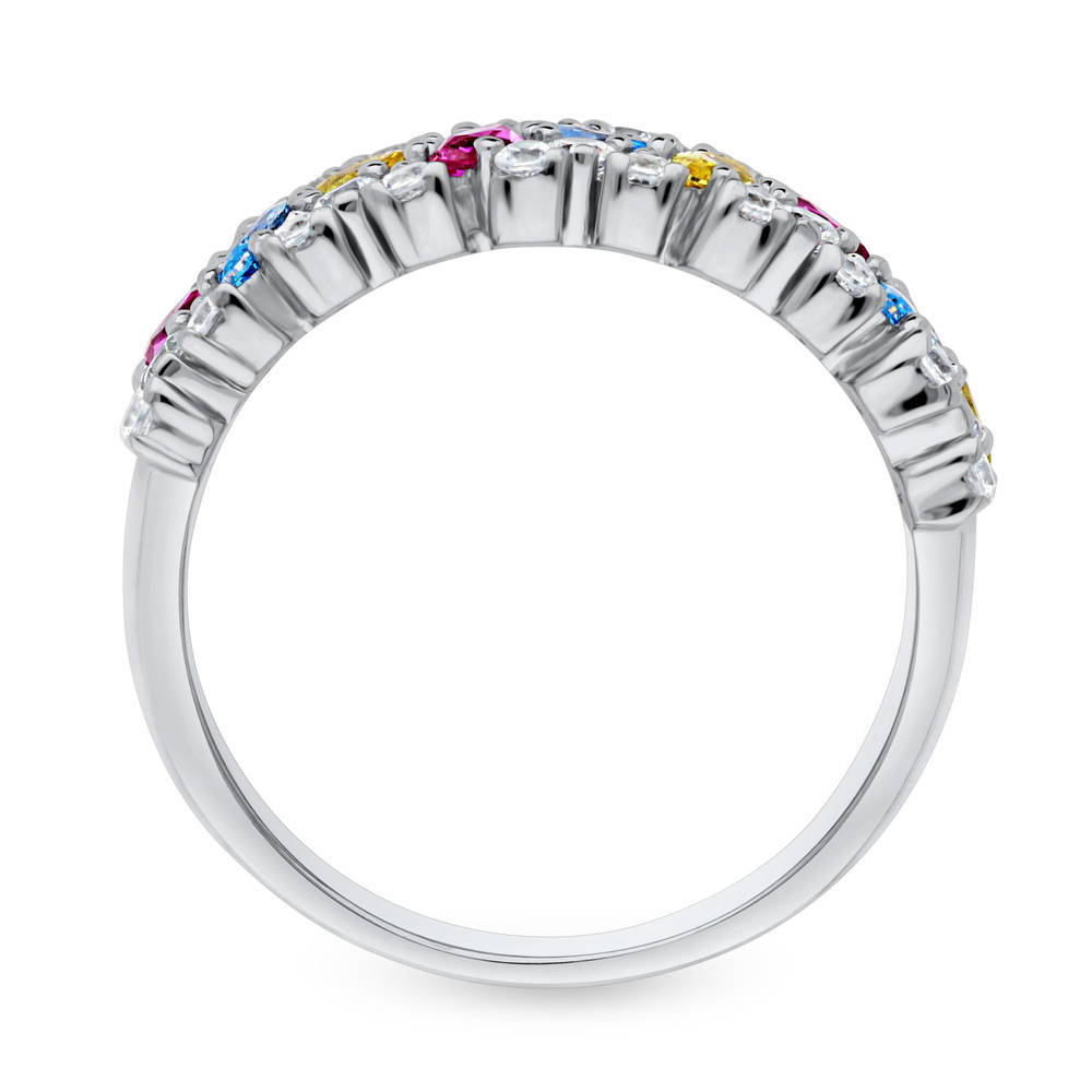 Cluster Art Deco Multi Color CZ Ring in Sterling Silver