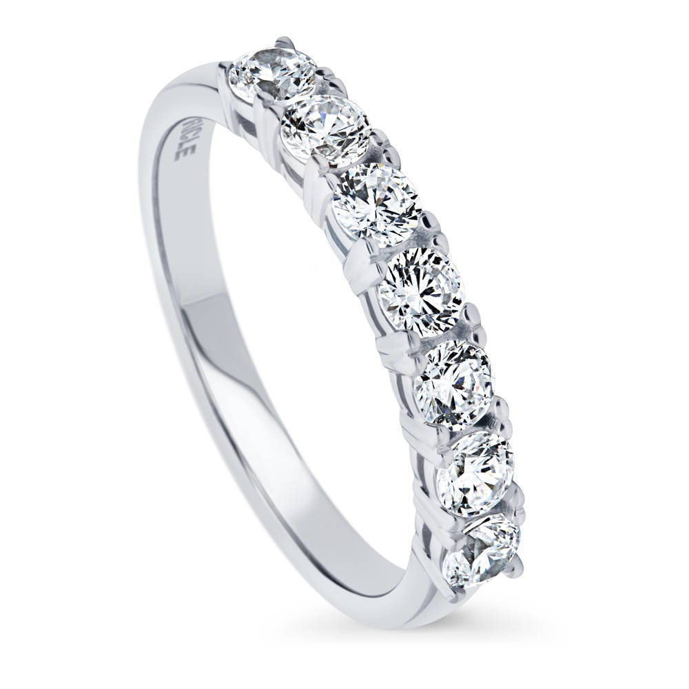 Front view of 7-Stone CZ Half Eternity Ring in Sterling Silver, 3 of 7