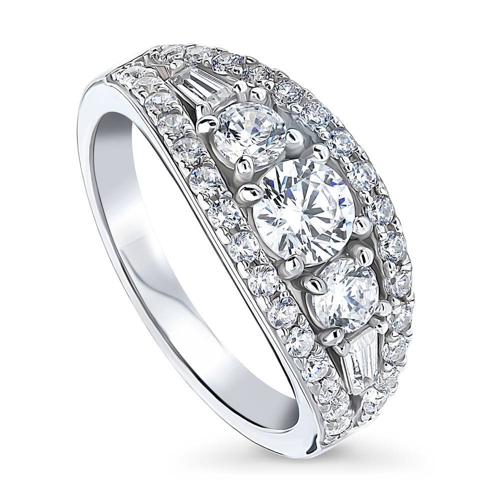 Front view of Art Deco CZ Ring in Sterling Silver, 4 of 7