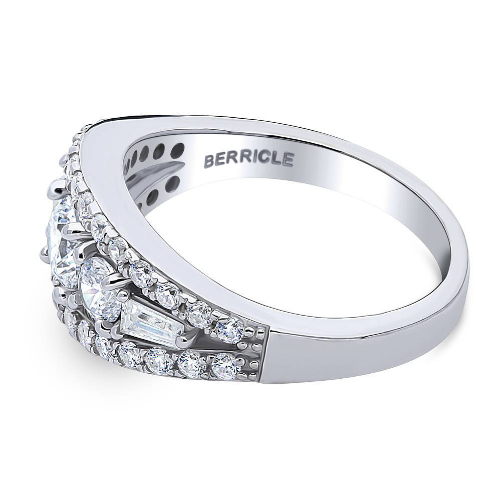 Angle view of Art Deco CZ Ring in Sterling Silver, 5 of 7