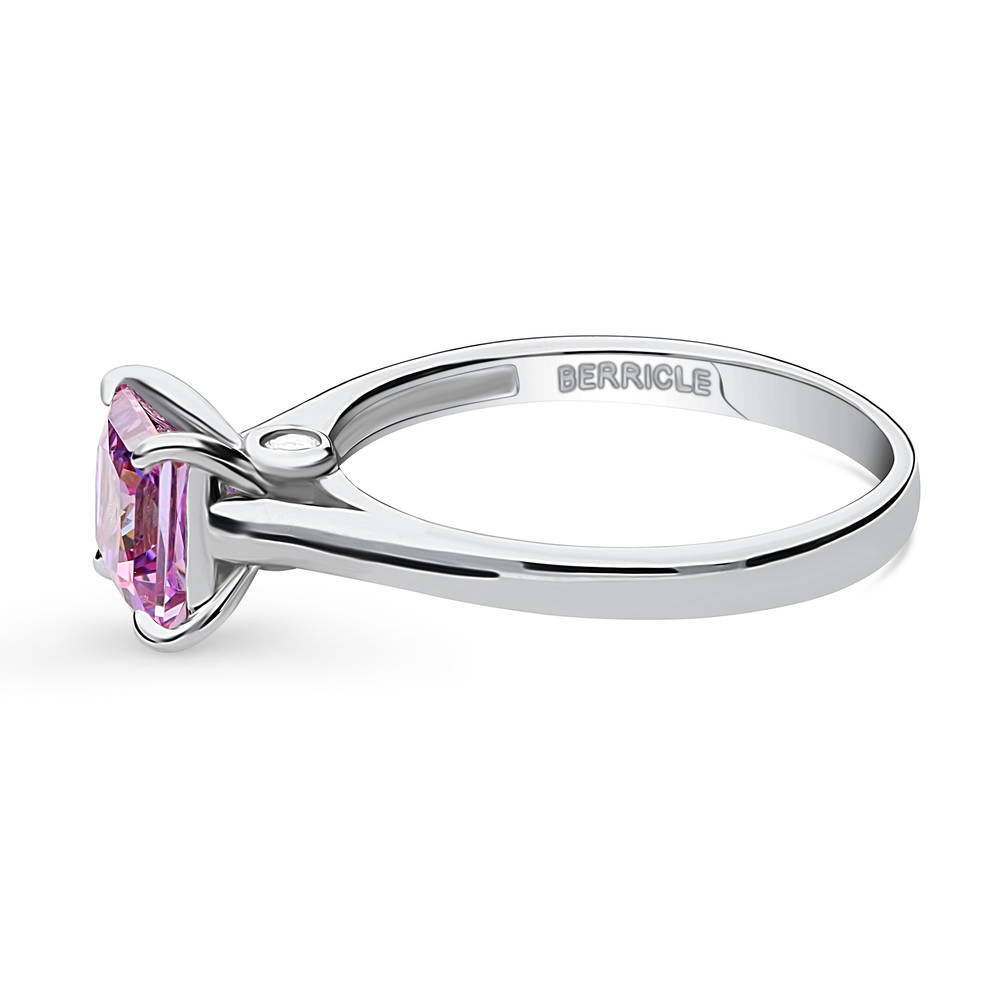 Angle view of Solitaire 1.2ct Purple Princess CZ Ring in Sterling Silver, 5 of 8